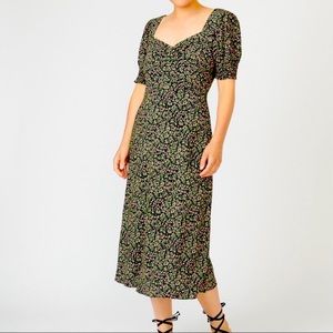 J. Crew floral smocked sleeve midi